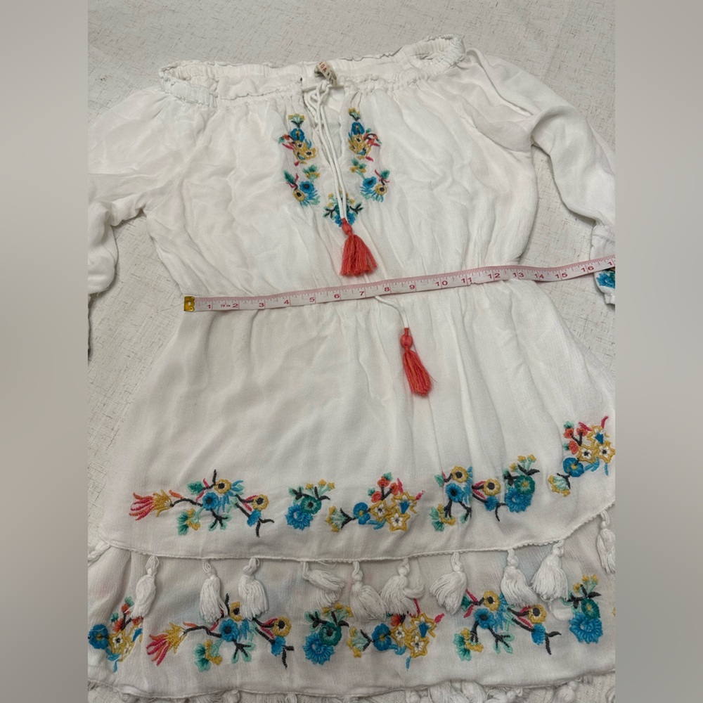 RAGA White Mini Dress with Multicolor Embroidery - Picture 8 of 12
